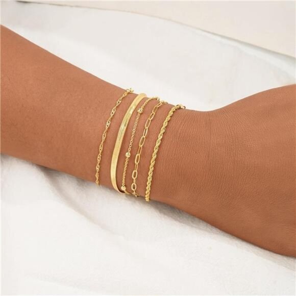 Gold Bracelet for Women Adjustable Dainty Minimalist Everyday Jewelry Gift - Picture 3 of 7